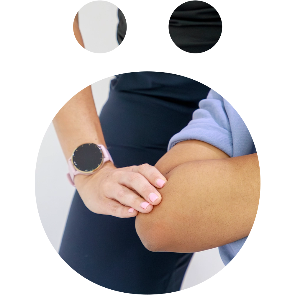 Physiotherapist treating a patients elbow pain with manual therapy techniques at Sno Clinics Abu Dhabi - Snö Clinics | Abu Dhabi Physiotherapist treating a patient’s elbow pain with manual therapy techniques at Sno Clinics Abu Dhabi.